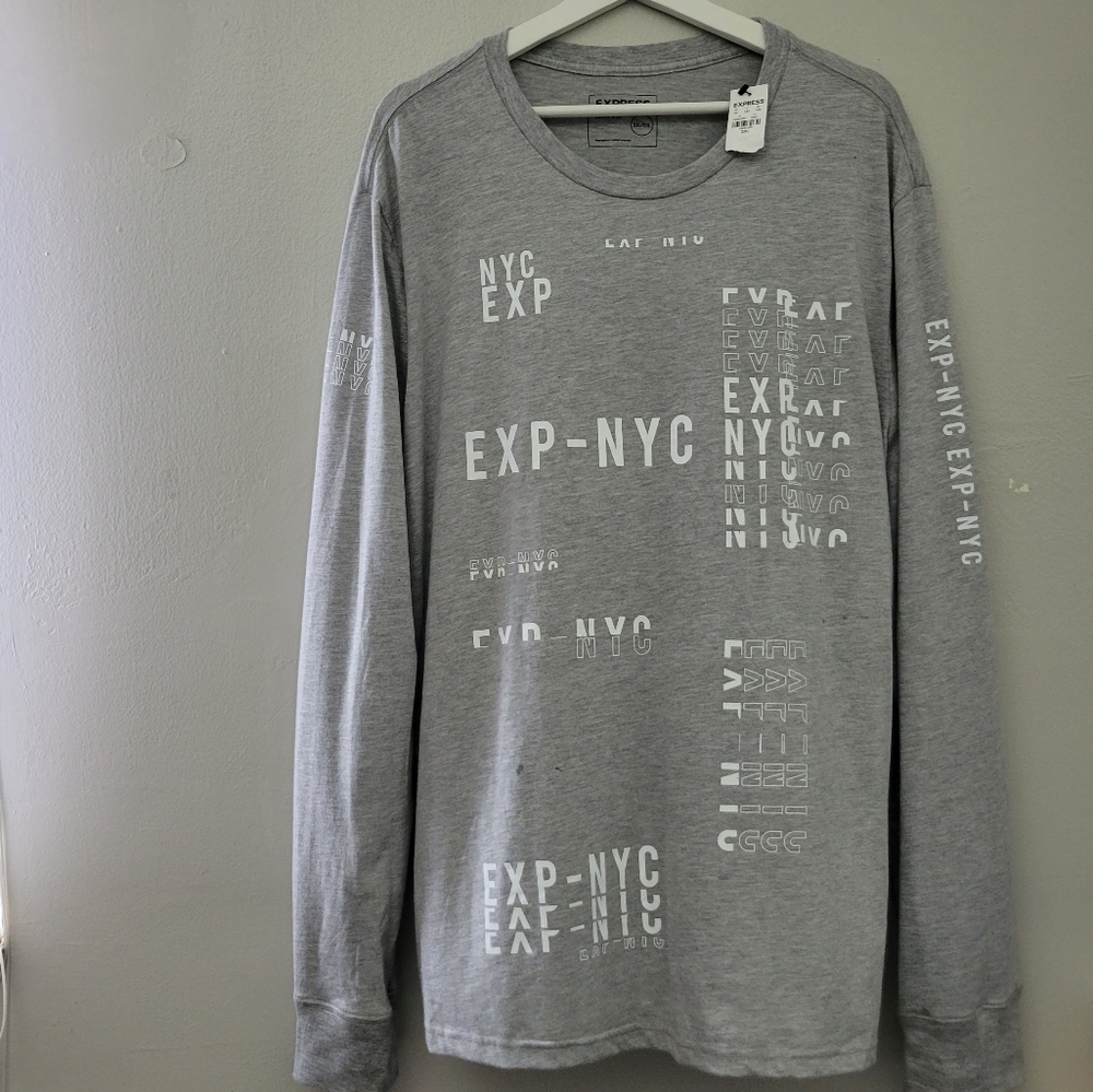 Express - Long Sleeve Graphic Henley (NWT) - Picture 3 of 8